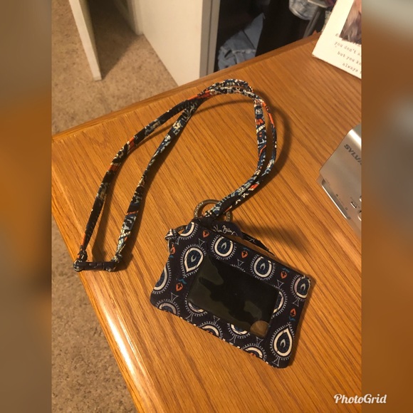 Vera Bradley Handbags - Vera Bradley Blue Spade ♠️ Lanyard & ID Holder
